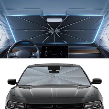 Autorder Windshield Sun Shade Umbrella for 20112023 Dodge Charger AccessoriesUpgraded Ice Crystal MaterialEasy Setup Umbrella Sunshade for Car Windshield100 Sun Blocking