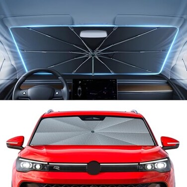 Autorder Windshield Sun Shade Umbrella for 20252026 Volkswagen VW Tiguan AccessoriesUpgraded Ice Crystal MaterialEasy Setup Umbrella Sunshade for Car Windshield100 Sun Blocking