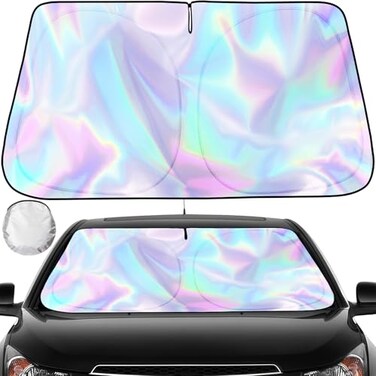 Clothclose Iridescent Sun Shade for Car Windshield Foldable Universal Car Windshield Upgrade Sunshade Enhanced UV Rays Reflective Sun Visor Shade Keeps Vehicle Cool