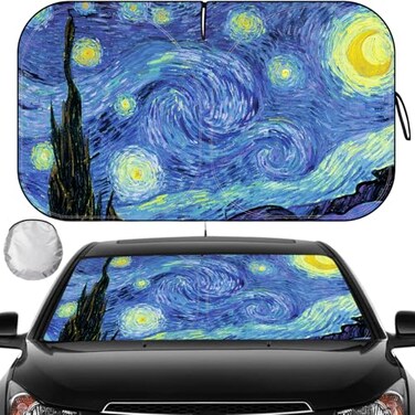 Tavaleu Car Windshield Sun Shade Foldable Front Window Sunshade Blocks UV Rays Keep Car Interior Cool Universal Fit for Hatchback Truck SUV MPV