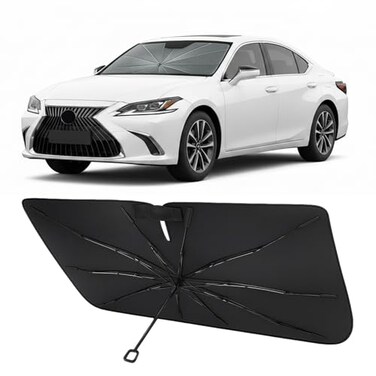 Proadsy Windshield Sun Shade Umbrella for Lexus ES 20192025 ES350 ES300h Foldable Car Umbrella Sunshade with Soft TPU Handle Spring Structure Crystal Cooling Material Protect Car from Rays Heat