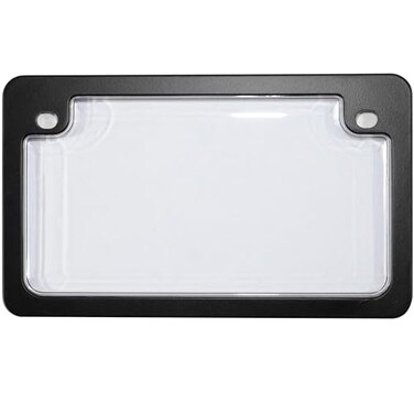 Custom Accessories Combos 92776 Clear Unbreakable Motorcycle License Plate Shield and Frame Combo with Black Frame