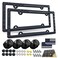 BGGTMO American Flag License Plate Frames Patriotic USA Stars and Stripes Plastic Car Tag Holder Cover Gloss on Matte Black with Screws