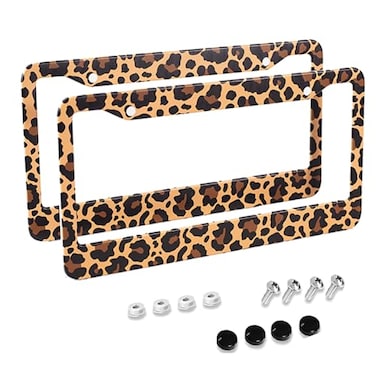 pmzrao Leopard Print License Plate Frames Cheetah Print car Accessories Leopard License Plate Covers Cheetah License Plate Holders tag Frame for Women 123 X 63 Inch