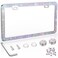 SHARECARE SHARECARE Bling License Plate Frame Crystal License Plate Cover Car License Plate Holder with Rhinestone Crystal Diamond Screw Set 1 Pack AB Color 1
