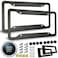 YoUoY Matte Black License Plate Frames Rustproof Aluminum Metal Car Tag Holder 2 Pack Front Rear Slim Holder with Mounting Hardware Screws Caps