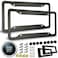 YoUoY Matte Black License Plate Frames Rustproof Aluminum Metal Car Tag Holder 2 Pack Front Rear Slim Holder with Mounting Hardware Screws Caps