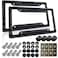 BGGTMO American Flag License Plate Frames 2 Pack Black Grey Patriotic USA Aluminum Car Tag Holder Cover for Front Rear with Screws Caps