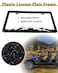 BGGTMO Mountain License Plate Frames White on Black Mountain Raised Plastic Black Car Tag Holder Bracket with Screws Caps 2 Packs 2 Hole with Mountain Vinyl Sticker