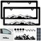 BGGTMO Mountain License Plate Frames White on Black Mountain Raised Plastic Black Car Tag Holder Bracket with Screws Caps 2 Packs 2 Hole with Mountain Vinyl Sticker