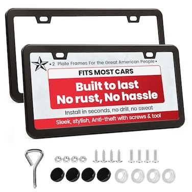 Discount Parts Direct 2 Pack Premium Matte Black License Plate Frames with 2 Holes RustProof Aluminum Metal License Plate Holder Includes Screw Accessories Universal Car License Plate Cover for Man