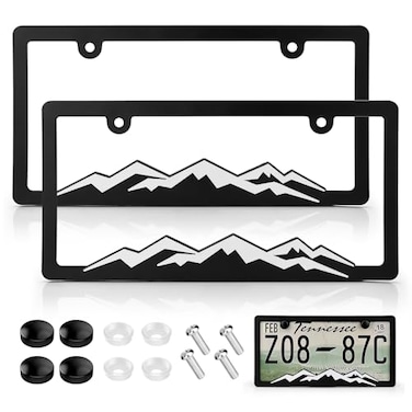 XCLPF Mountain License Plate Frames Plastic License Plate HolderUniversal Car Tag Bracket Off Road Style License Plate Holder Cover for Mountains Enthsusiast 2 Packs 2 Hole Rust Proof Heavy Duty