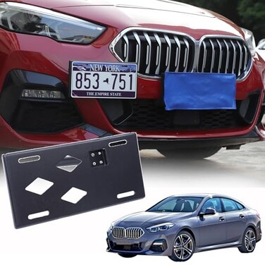 Sekhyna Front Bumper Tow Hook License Plate Frame Bracket Compatible with BMW 2 Series F44 20202024No Drill Tow Bumper Tow Hole Hook License Plate Mount Adapter Relocation Kit Accessories Only for F44