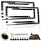 RCKJNJ American Flag License Plate Frames Heavy Duty AluminumPlastic Composite Patriotic Car Tag Holder with Mounting Hardware Screws Caps Black2 Pack for Front Rear