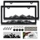 NJNYLLC Mountain License Plate Frames Plastic Car Tag Holders with Raised Mountain Design Gray on Black 2 Pack 2 Hole with Screws Caps Mountain Vinyl Sticker Included