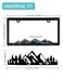 NJNYLLC Mountain License Plate Frames Plastic Car Tag Holders with Raised Mountain Design Gray on Black 2 Pack 2 Hole with Screws Caps Mountain Vinyl Sticker Included