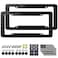 Aootf American Flag License Plate Frames Black Plastic USA Flag Car Tag Holder with Screws Caps and Patriotic Decals2 Pack Rustproof Frames for Front Rear
