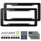 Aootf American Flag License Plate Frames Black Plastic USA Flag Car Tag Holder with Screws Caps and Patriotic Decals2 Pack Rustproof Frames for Front Rear