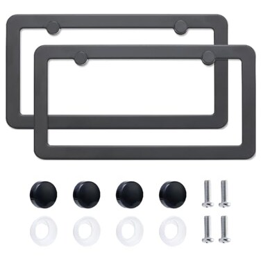 FIISFIIS 2 Pack Premium Stainless Steel License Plate Frames Solid RustProof Stainless Steel Holder with 2 Holes Universal Car Frame for Including Screws Silver