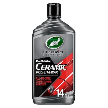 Turtle Wax Hybrid Solutions Ceramic Car Polish and Wax Light Scratch Remover Durable Paint Protection Extreme Water Beading High Gloss Shine Hand or Machine Polisher Use 14 oz Pack of 1