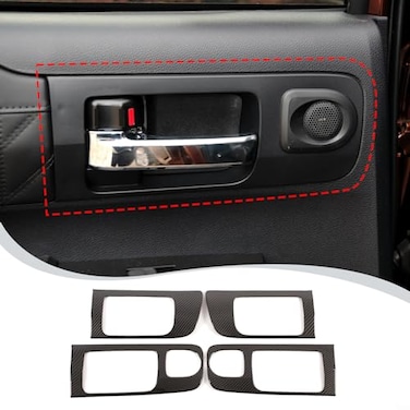 LLKUANG Car Inner Door Handle Frame Panel Cover Trim for Toyota Tundra 20142021 Interior Accessories Not fit Double Cab Model Carbon Fiber Pattern Low Configuration