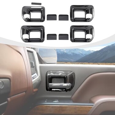 RAZPOY Inner Door Handle Bowl Cover Trim Compatible with Chevy Silverado GMCSierra 20142018 Carbon Fiber
