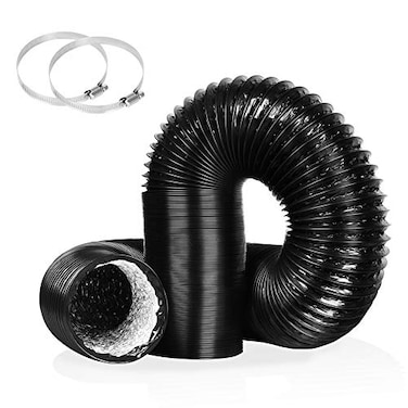 YIJUHOU 4Inch 10FT Long Flexible Aluminum Air Ducting HeavyDuty Black 4 Layer Dryer Vent Hose Dryer Duct for HVAC VentilationDuct Fan Systems 2 Stainless Steel Clamps Include