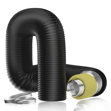 HonGuan HonGuan 4 Insulated Flexible Duct 8 FT Long Black Noise Reducer Hose Silencer for Inline Duct Fan of Air Conditioner HVAC Ventilation System