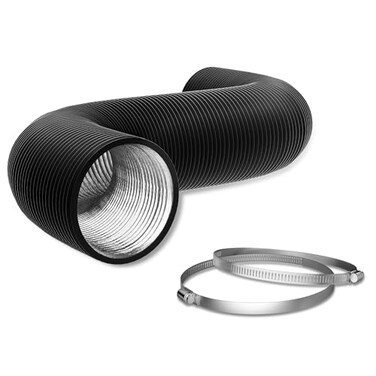 FICBXRA Flexible 8 Inch 8ft Aluminum Ducting4 Layer Protection Dryer Vent Hose for HVAC Heating Cooling Ventilation and Exhaust 2 Clamps Included Black PVC200