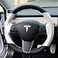 iPobootech WhiteBlack Perforated Leather Auto Steering Wheel Cover HandStitch on Wrap Fit for Tesla Model 3Tesla Model Y BlackWhite