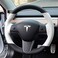 iPobootech WhiteBlack Perforated Leather Auto Steering Wheel Cover HandStitch on Wrap Fit for Tesla Model 3Tesla Model Y BlackWhite