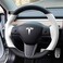 iPobootech WhiteBlack Perforated Leather Auto Steering Wheel Cover HandStitch on Wrap Fit for Tesla Model 3Tesla Model Y BlackWhite