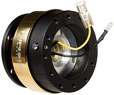 NRG Innovations Gen 20 Steering Wheel Quick Release Kit 6x70mm 6x74mm Bolt Pattern Black Body Chrome Gold Ring NRGSRK200BKCG