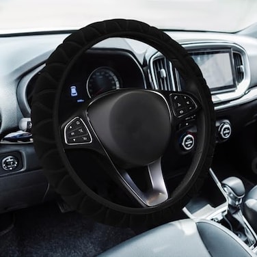 Lecctso Fluffy Steering Wheel Cover Car Wheel Cover 15 Soft Steering Wheel Protector Elastic Long Microfiber Plush Steering Wheel Cover Interior Decoration Universal for Men Women Girls