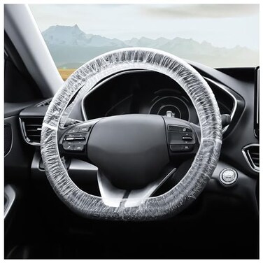 NHHC 100PCS Disposable Steering Wheel CoversDisposable Steering Wheel Protector with Elastic for Avoiding Scuffs ScratchesUniversal Car Steering Wheel Cover Car Accessories