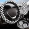 Olemier Black and White Checkered Steering Wheel Cover Rubber AntiSlip 14515 Inch Universal Steering Wheel Cover with 2 Pieces Car Coasters Suitable for Men Women