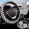 Olemier Black and White Checkered Steering Wheel Cover Rubber AntiSlip 14515 Inch Universal Steering Wheel Cover with 2 Pieces Car Coasters Suitable for Men Women