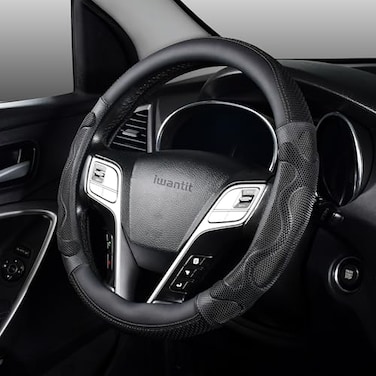 Iwantit Car Steering Wheel Covers with 3D Silicone Honeycomb for MenAntiSlip Design and Breathable FabricUniversal Fit 14515 Inches Full Black