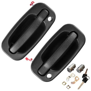 Lcyolada Front Exterior Door Handle with Locks Compatible with 19992006 Chevy Silverado 1500 2500 3500 Classic Suburban Tahoe Avalanche GMC Sierra Yukon XL Escalade ESV EXTReplace 15034985 15034986