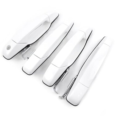 GafeSkui White Exterior Door Handle 4 PCS Front Rear Driver Passenger Compatible with 20072014 Cadillac Escalade Chevy Avalanche Silverado Suburban GMC Sierra Yukon Replace OE 22738722 22738721 208282