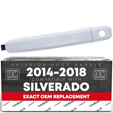 T1A Exterior Front Driver Door Handle Compatible with 20142018 Chevrolet Silverado 20142018 GMC Sierra Olympic White GAZ Plastic with Keyhole OEM 13583889GAZ 13583894GAZ 82537