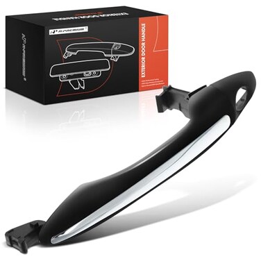 A-Premium APremium Front Left Driver Side Exterior Door Handle with Keyhole Compatible with Kia Forte Sedan Forte5 Hatchback 2014 2015 2016 2017 2018 Black Housing with Chrome Lever Replace 82651A7021