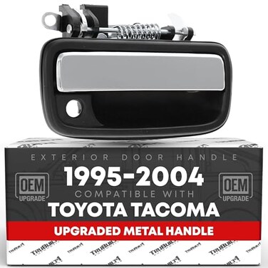 T1A Exterior Front Passenger Door Handle Replacement Upgraded Metal Plastic Housing Compatible with 19952004 Toyota Tacoma Chrome Handle Black Housing wKeyhole OEM 6921035030
