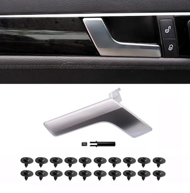WODOFO GDR Matte Silver Interior Door Handle Repair Kit Inner Front Driver or Inside Rear Left Side Replacement for Mercedes W204 C250 C300 C63 AMG GLK250 GLK300 GLK350 2047201171 2047201763