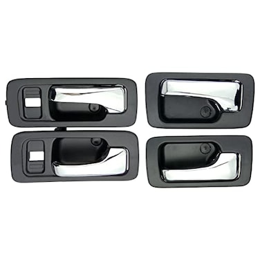 NewYall Pack of 4 Front Rear Left Driver and Right Passenger Side Black Bezel with Chrome Lever Interior Door Handle for Honda Accord 19901993