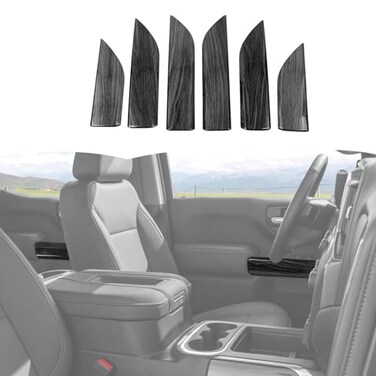RT-TCZ Inner Door Handle Panel Cover Trim Interior Accessories Compatible with Chevy SilveradoGMC Sierra 201920226PCSBlack Wood Grain