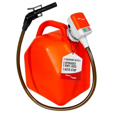 TERA PUMP Automatic Fuel Transfer Pump 5th Gen AutoStop Sensor 39 Strong Vinyl Hose Flexible Intake Hose Fits All Universal Threaded Adapter Transfers 27 GPM for Gasoline Diesel E85 E15