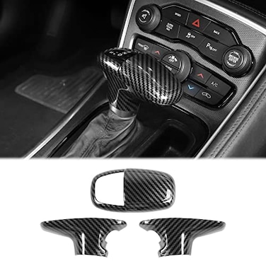 CheroCar for Dodge Gear Shift Knob Cover Trim Internal Accessories for 20152022 Dodge Challenger Chargerfor 20182022 Dodge Durango Carbon Fiber