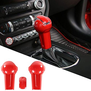 JeCar Gear Shift Knob Cover Trim for Ford Mustang 2015 2016 2017 2018 2019 2020 Red