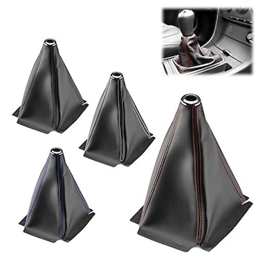 EZAUTO WRAP Universal Shift Knob Shifter Boot Cover Black with Red Stitches PVC Leather MT at Sport PVC Leather
